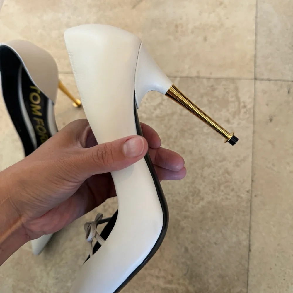 Tom Ford Leather Stiletto Pumps With Bow Front NEW - Picture 8 of 11